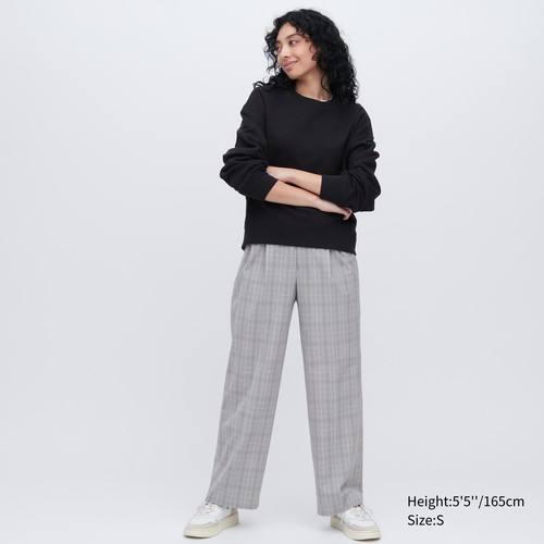 Плиссированные клетчатые широкие брюки Серая