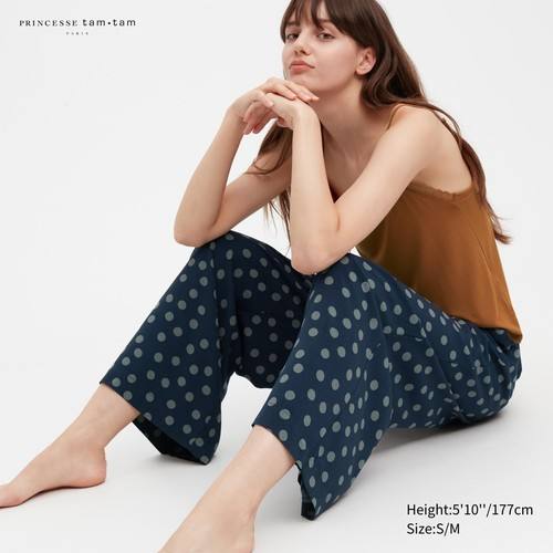 Брюки гаучо Princesse tam tam из вискозы с принтом Зеленая