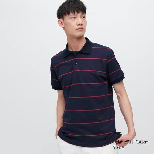 Рубашка Поло в полоску из DRY Пике Темно-синего цвета