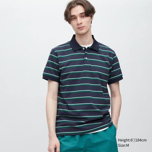 Рубашка Поло в полоску из DRY Пике Темно-синего цвета