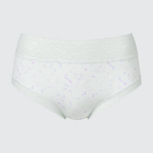 Трусы с высокой посадкой и цветочным принтом Светло-Зеленая